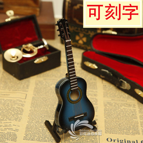 Engravable Mini Guitar Model Wooden Musical Instrument Model Ornament Car Decoration Car Hanging Decoration Creative Gift for Friends