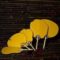 Hand-painted blank Group fan mud gold silk paper Buddhism yellow cooked fan face retro Zen Chinese bamboo root fan banana fan