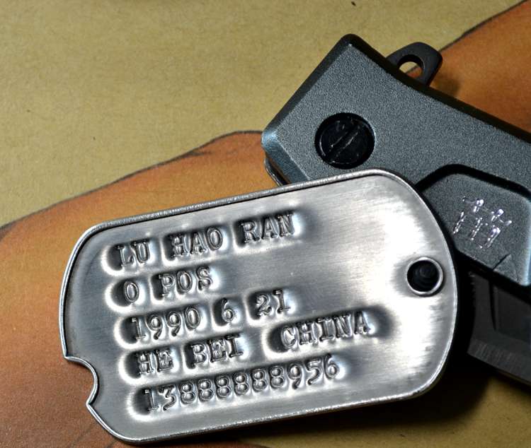 U.S. origin U.S. army stainless steel notch edition World War II gravure plate dog tag name badge soldier card DOGTAG