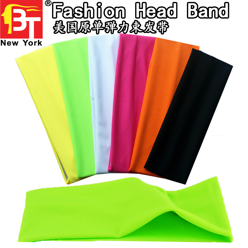 Fluorescent color wide hair Band Fashion Head Band stretch super wide hair Band hair Band