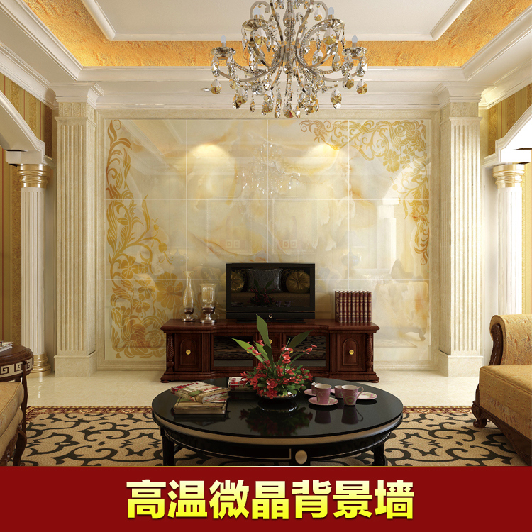 TV background wall tiles minimalist modern atmosphere imitation marble Eurostyle 5d Solid decoration crystallite stone Roman column