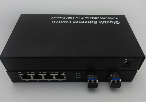 Gigabit 2 Optical and 4 electrical fiber transceiver Network optical transceiver 6-port 2 optical and 4 electrical fiber switch cascaded SFP LC