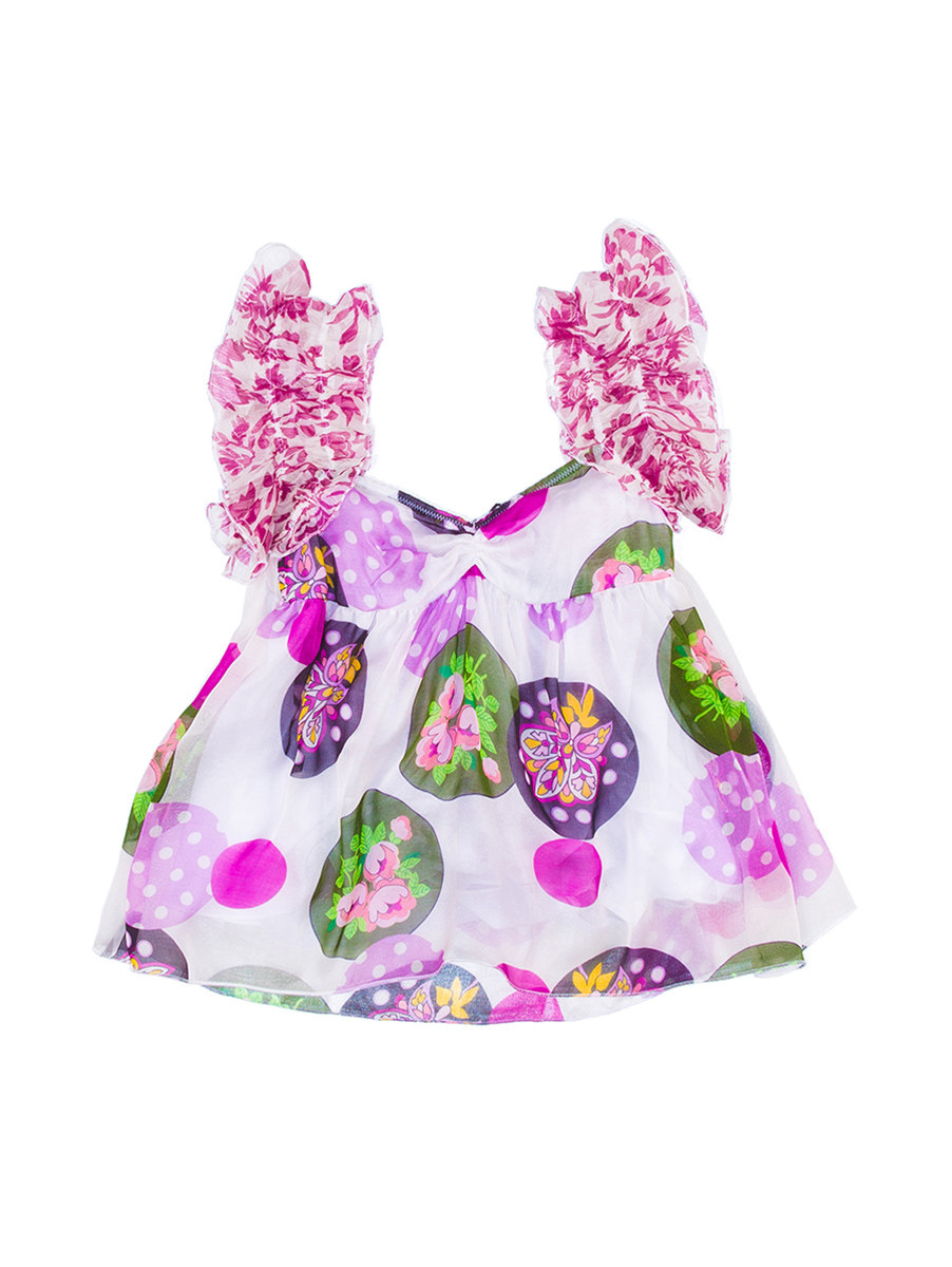 Dolce&Gabbana 白色波点印花荷叶吊带上衣