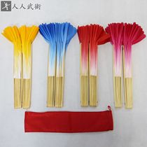 Tai chi fan Kung Fu fan Mulan fan refined bamboo bone resounding fan group Tai Chi performance Double fan upscale Mulan double fan