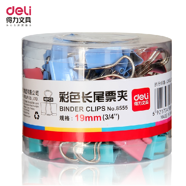 Powerful 8555ES color long tail clip 19mm small 40 fishtail clip bill finishing clip