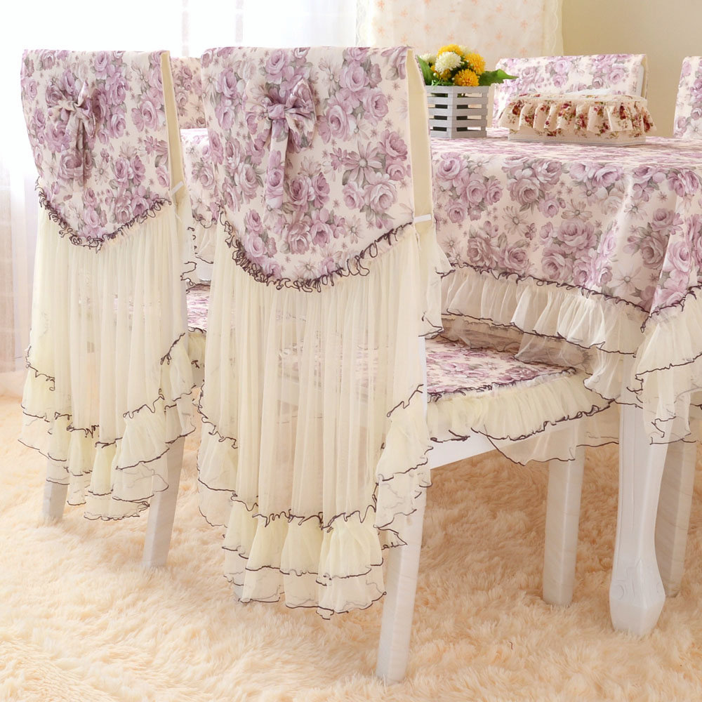 Pastoral tablecloth Fabric Lace Coffee table cloth cover cloth Dining chair Table mat Table cloth Chair cover Chair cover set Chair cover