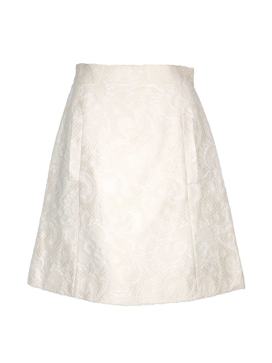 Dolce&Gabbana 白色提花A字裙