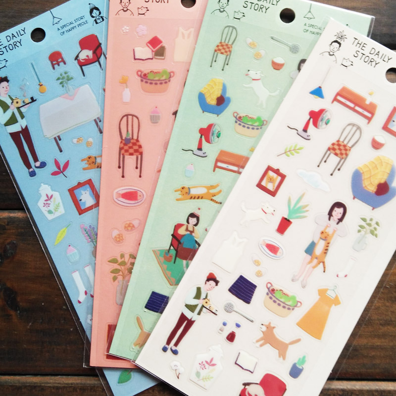 Domestic super cute life groceries PVC material transparent illustration wind hand account sticker