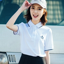 Summer Academy Winds Polo Collar Polo Jersey Tailor Made T-shirt Workwear Womens Junior High School Student Dress Graduation Class