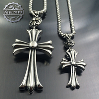 Retro -domineering cross stand titanium steel pendant necklace Personalized men and women couples fashion trend size version accessories hip hop hip hop