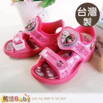 魔法Baby~台湾制专柜款冰雪奇缘闪灯女童凉鞋 (sa54083)