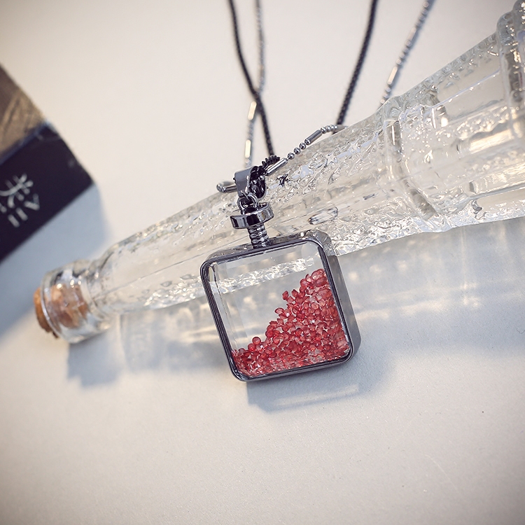 韩国水晶许愿瓶香水瓶毛衣链长款配饰女百搭双层项链挂件吊坠饰品