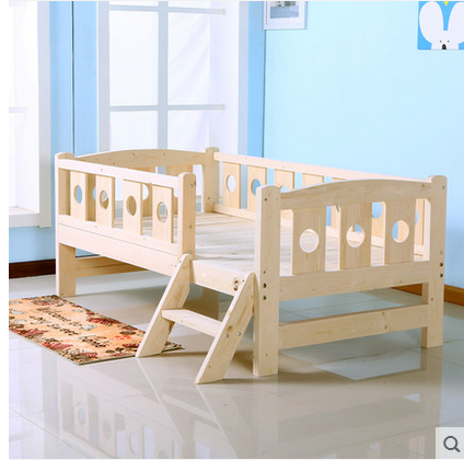 Children's furniture children's bed single pine bed class 1 meter children's bed with guardrail boys and girls solid wood bed small bed