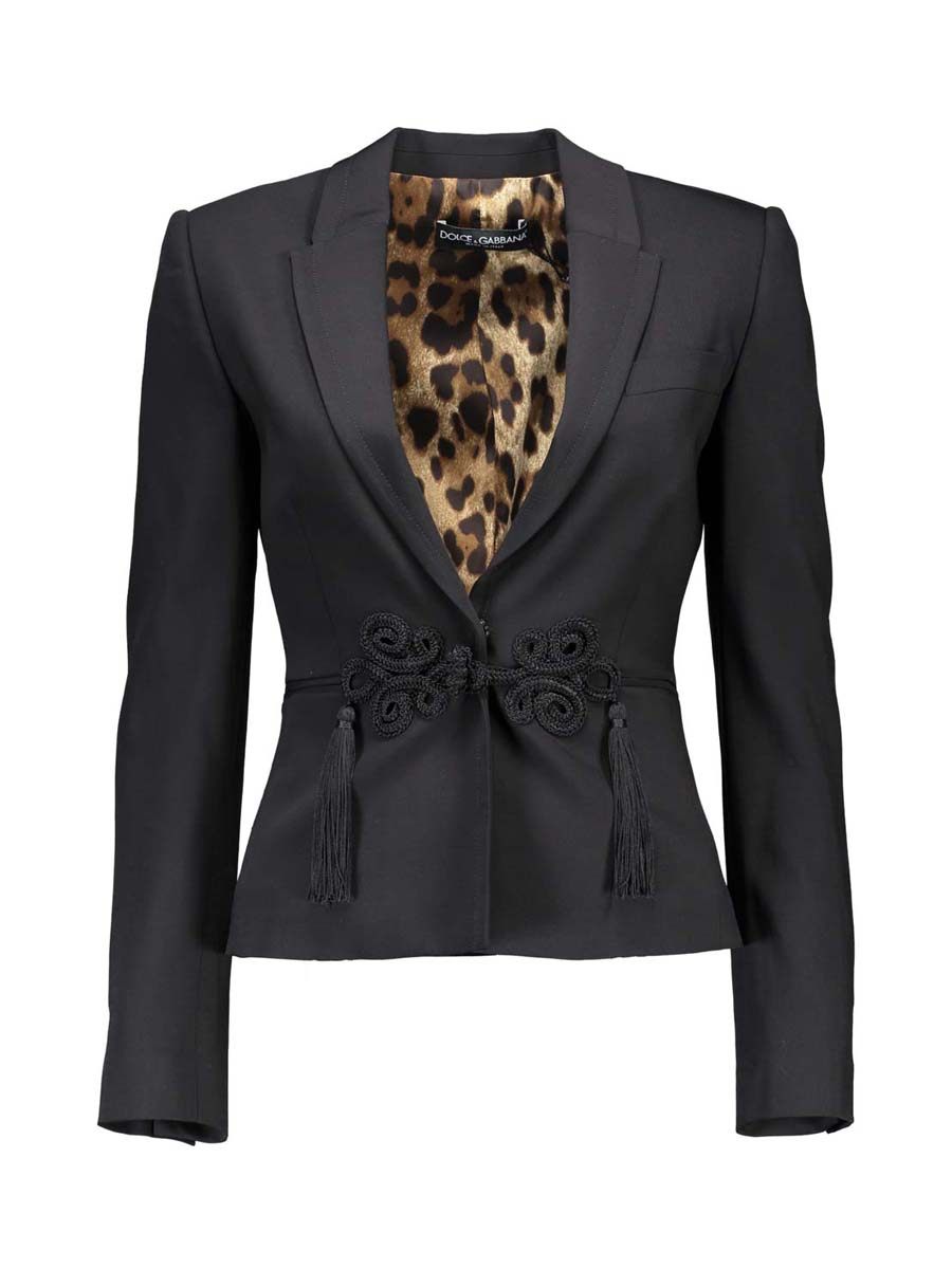 Dolce&Gabbana 黑色立体盘扣吊穗饰外套