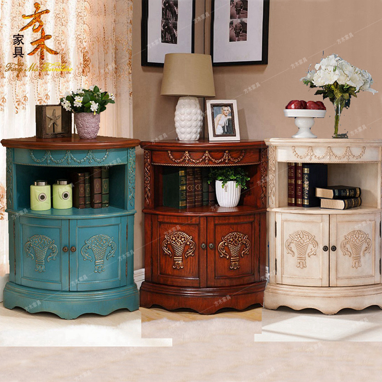 American Countryside Corner Cabinet Eurostyle Neoclassical Triangle Cabinet Modern Fields Garden Wall Side Corner Cabinet Retro Solid Wood Furniture