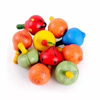 Educational toys wooden colored fruit gyro small top traditional nostalgic children's toys wooden toys