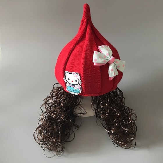 Korean version of the baby hat autumn and winter baby child 3-6-12 months 1-2-4 years old girl child wig hat