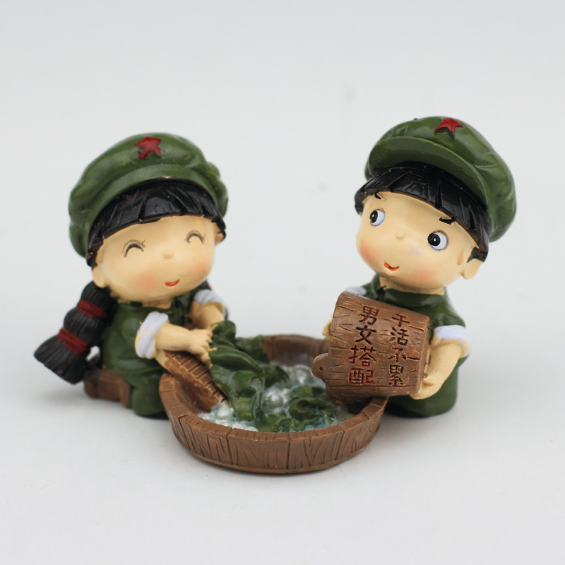 红军娃娃洗衣服汽车摆件 可爱车内饰品玩偶公仔创意车饰品装饰