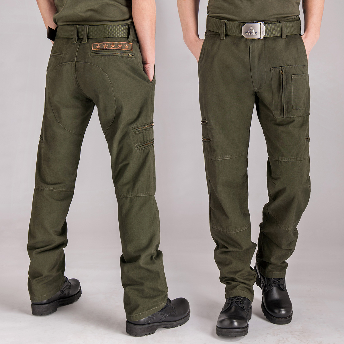 Outdoor army fan trousers men's casual pure cotton spring and autumn tactical loose multi-pocket overalls new special forces straight