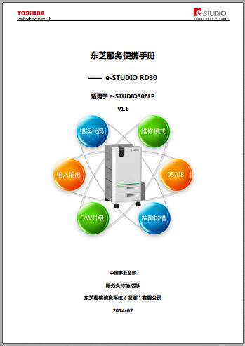 Toshiba Photocopier Service Portable Manual Estudio RD30 Estudio 306LP Chinese Repair Information