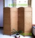 Straw rattan screen hand-folded partition solid wood fashion hotel entrance living room bedroom mobile folding screen simplicity