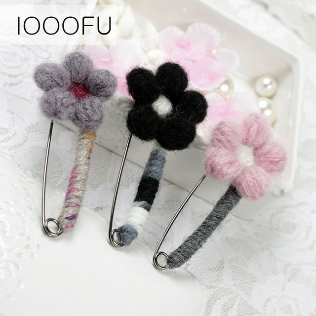 Korean velvet long pin Mickey plush brooch flower Japanese and Korean velvet corsage silk scarf buckle cute brooch for women