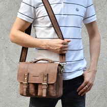 Original handmade leather mens bag shoulder messenger bag retro handbag horizontal youth casual leather messenger bag