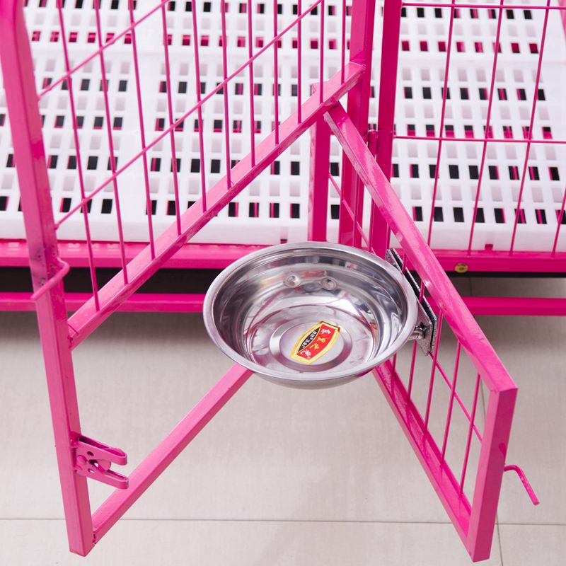 Pet dog bowls dog food basin dog cage hanging fixed dog food basin thickened stainless steel basin pet hanging basin dog hanging basin