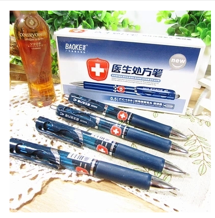 Puck PC198 press-type ink blue water pen blue black mid-pen signature pen doctor prescription pen 0 5mm-Taobao