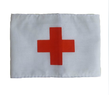 White Sleeve Badge Hospital Nurse Hygienist Red Cross Cuff Fire Drill Rehearsal with First Aid Cuff Mark Cuff