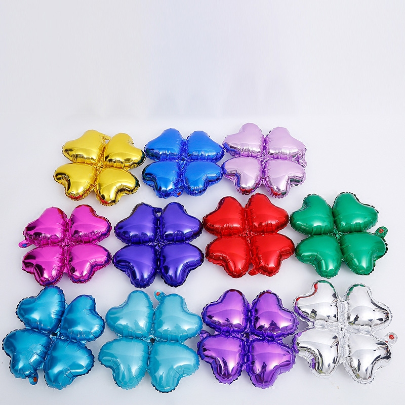 Four-wheel aluminum film balloon arch wedding birthday party opening decoration layout love-shaped four-leaf clover aluminum foil balloon