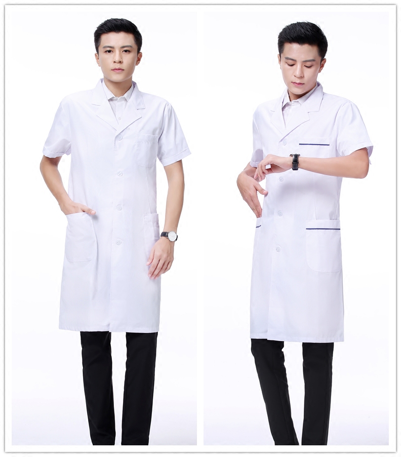 Quần áo làm việc trắng Big Long Sleeve Doctor Nam Doctor Cao đẳng Y tá Experimental Quần áo Hóa học ngắn tay trắng Coat bác sĩ