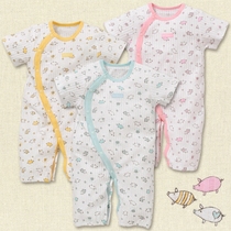 Japanese Western-style House Newborn Piglet Short Sleeve Baby Conjoined Clothes Baby Full Moon Clothes Khaclothes Climbing 50-60cm