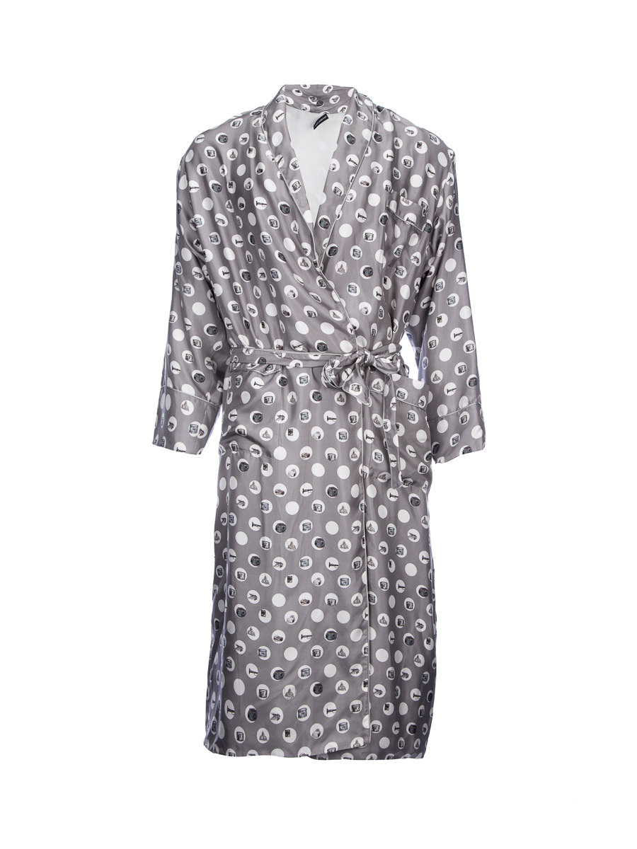 Dolce&Gabbana 灰色个性印花系带长款家居服