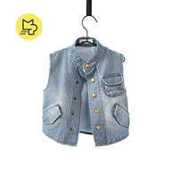 Mipo boy sọc denim vest mùa hè cô gái vest vest mỏng con bé áo sơ mi 1-7 tuổi thủy triều ghi le jean cá tính cho bé