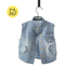 Mipo boy sọc denim vest mùa hè cô gái vest vest mỏng con bé áo sơ mi 1-7 tuổi thủy triều Áo ghi lê