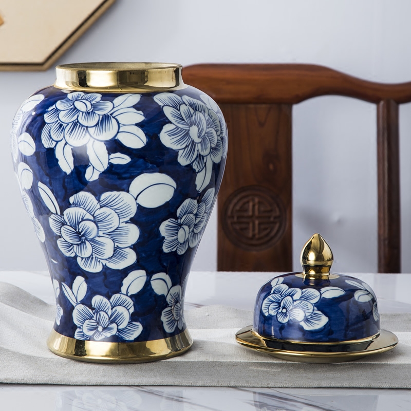 Jingdezhen hand - made general blue and white porcelain jar ceramic vases, furnishing articles large Chinese style living room home decoration