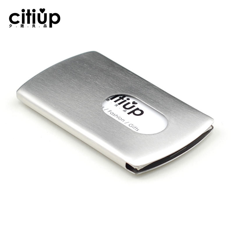 Hand-pushed metal stainless steel business card box Men's ladies business card box Creative personality male card box with free engraving custom logo minimal business card collection box