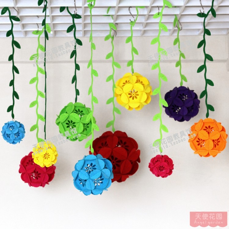 Kindergarten Indoor Outer Corridor Aerial Chandelier Mall Classroom Placement Materials Environmental Protection Unwoven Fabrics Embroidered Ball Hanging Accessories