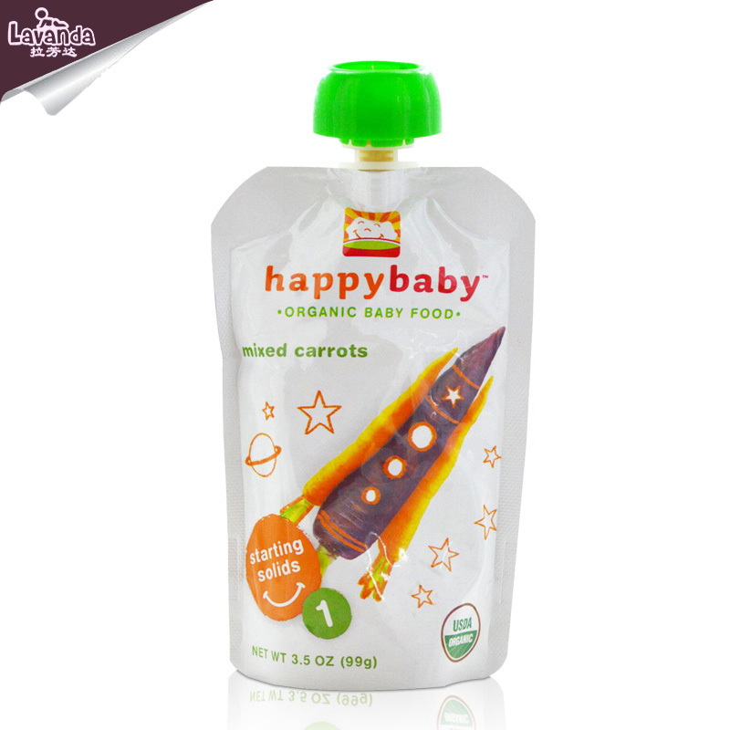 美国HappyBaby禧贝1段婴幼儿有机胡萝卜蔬菜泥DHA  宝宝辅食袋装