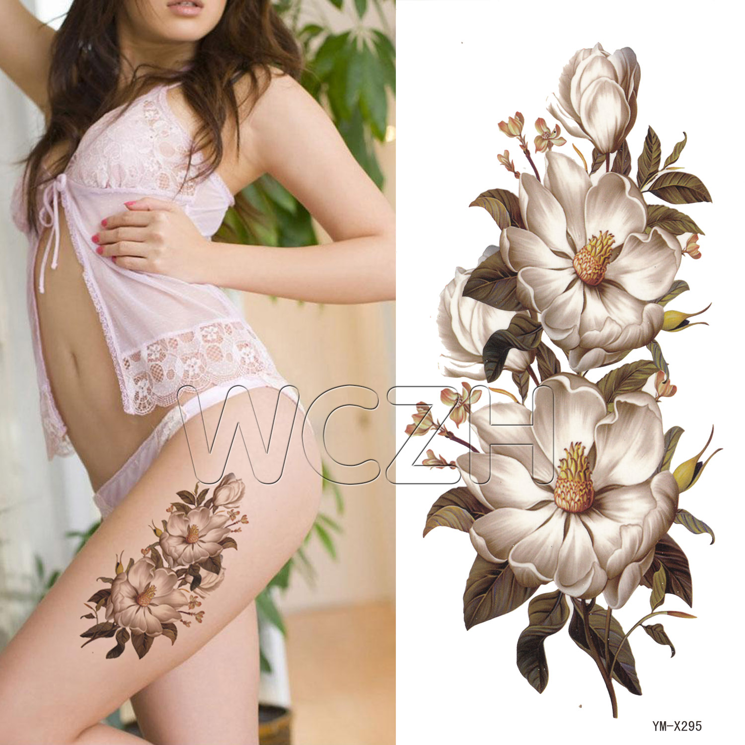 Big picture Scar Tattoo Sticker Waterproof Female Persistent Floral Arm Tattoo Patch Thighs Tattoo Sticker Sexy Anti-Sweat Write Real Sticker