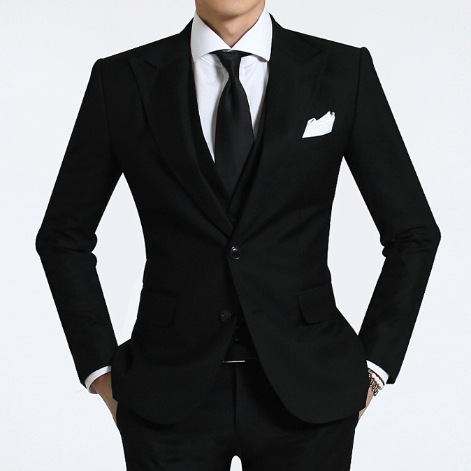 South Korean men's clothing Han version for men's spring and autumn 100 hitch Temperament Tide Single Row Button Business Black West Suit Suit