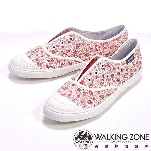 WALKING ZONE 乡村小碎花风帆布休闲女鞋-粉台湾官网直邮进口