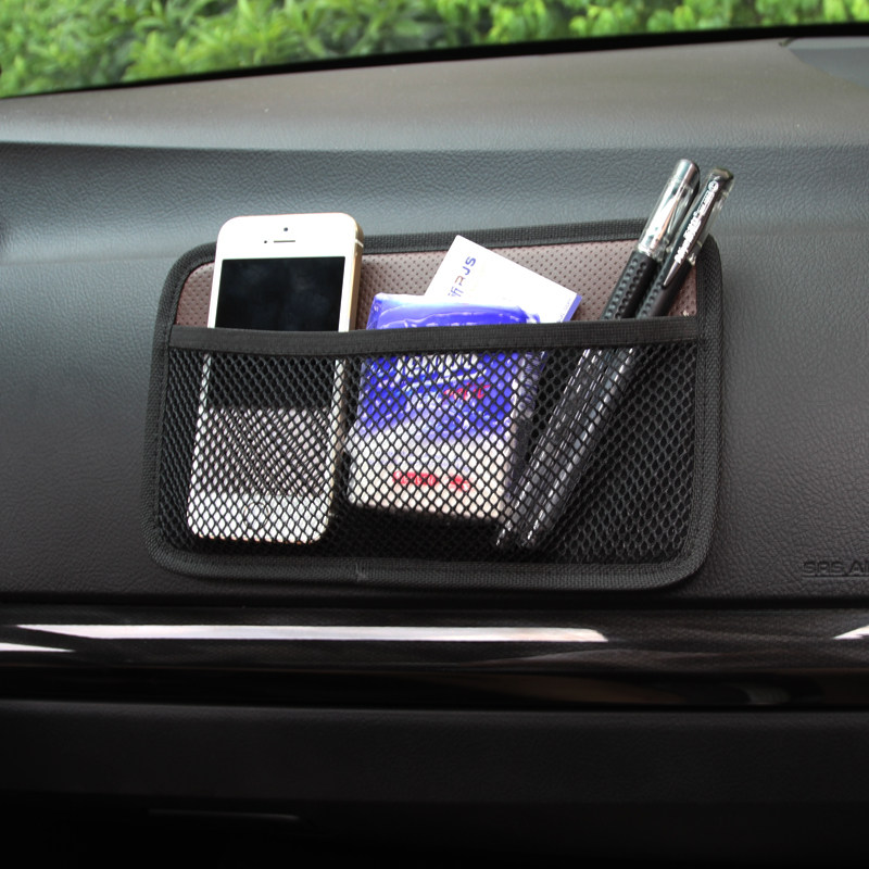 摩丝娃娃 汽车置物袋 可爱黏贴式车载手机袋 车用收纳袋 汽车用品