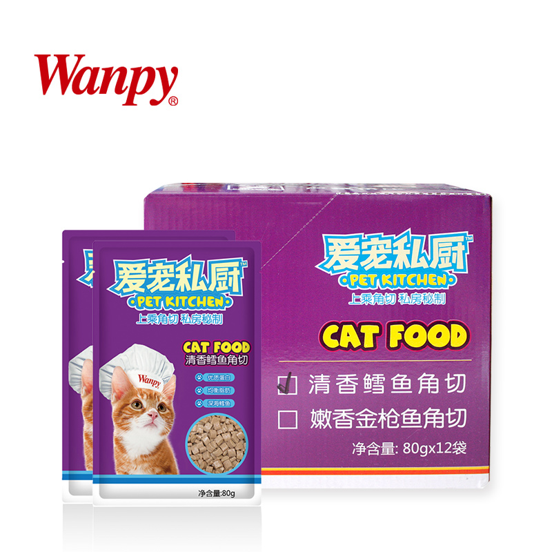 顽皮妙鲜包爱宠私厨猫用清香鳕鱼角切鲜封包80g貓零食湿粮软包