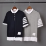 Áo sơ mi POLO cao cấp tùy chỉnh Áo dệt thoi màu TB áo thun tay ngắn Màu ngọc trai cotton tinh khiết Slim nam và nữ cặp đôi thủy triều áo polo nam