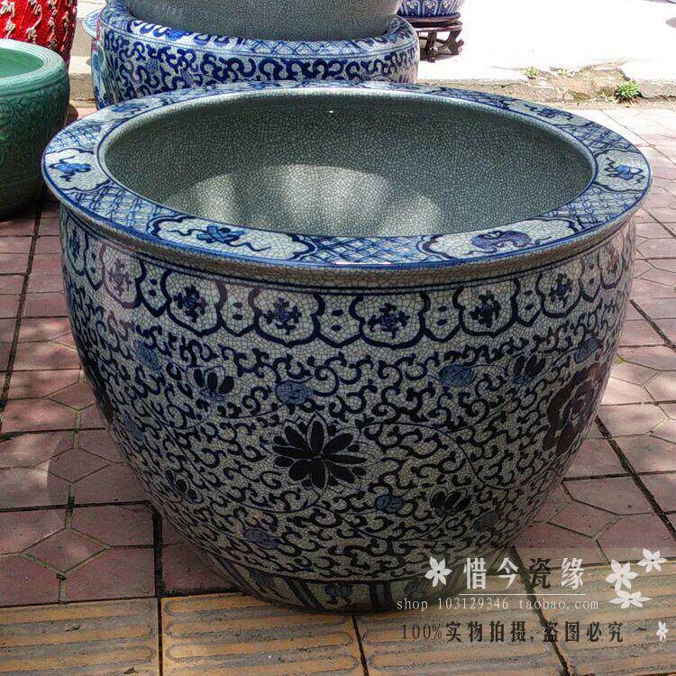 Jingdezhen Ceramic Fish Tank Ceramic Tank Fish Tank Porcelain Cylinder Painting And Calligraphy Cylinder Green Flower porcelain cylinder Large coarse pottery cylinder