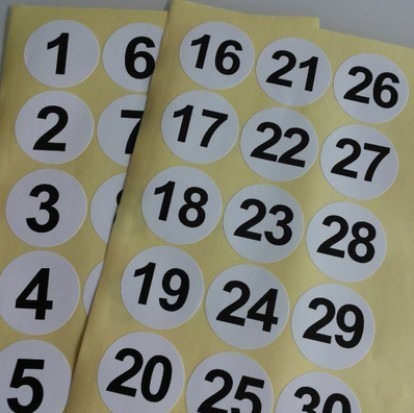 Adhesive 5CM digital sticker Round number adhesive label paper can be tagged clothes customized color printing
