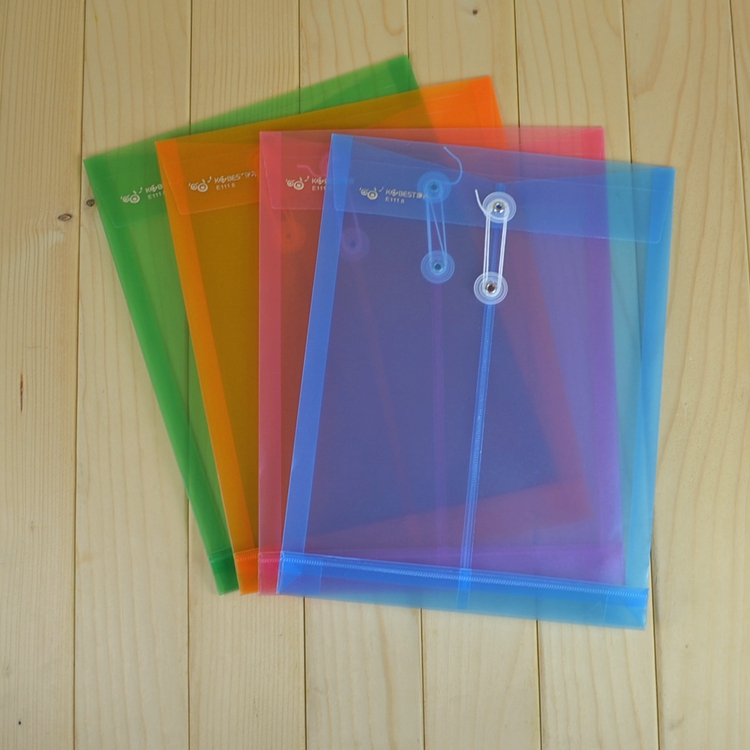 A4 vertical plastic file bag white blank file bag color waterproof information bag large transparent rope-wrapped bill