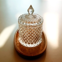 Export of European and American Crystal texture Diamond Diamond Diamond check glass jar candy box cotton stick storage tank